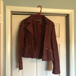 Maroon leather jacket
